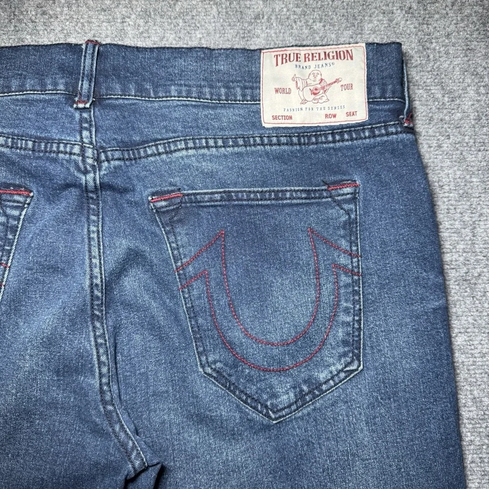 True Religion Ricky Relaxed Straight Jeans Stretch Denim Men 40x33 Medium Wash